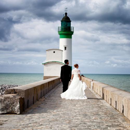 Photo de mariage couple bord de mer au Tréport